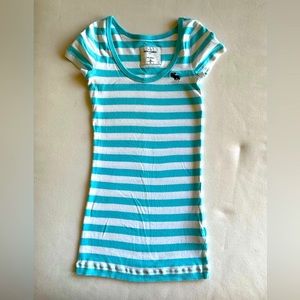Abercrombie blue & white striped shirt